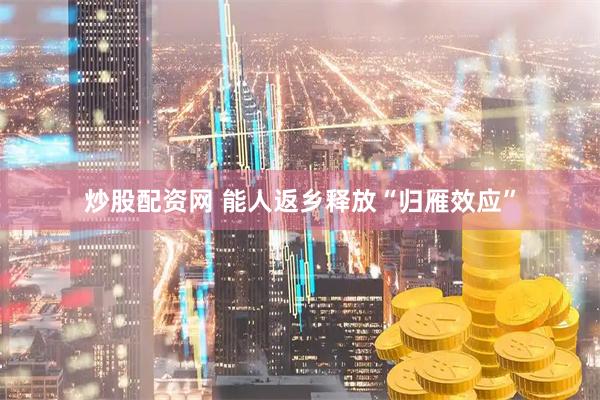 炒股配资网 能人返乡释放“归雁效应”